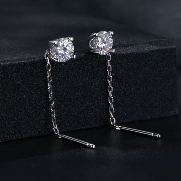 925 Sterling Silver 4.0 Carat Moissanite Earrings for Women