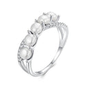 925 Sterling Silver White Gold Plated Freshwater Pearl Ring Size 6 for Women-3