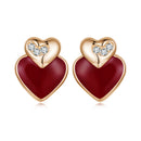 925 Sterling Silver Earrings with Enamel Finish and Pavé Setting in Rose Gold-2