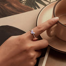 925 Sterling Silver Transparent Glass Pendant Rings for Women-5