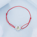 925 Sterling Silver Adjustable Length Bracelet with CZ and Glass Pendant for Women-7