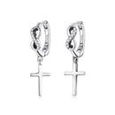 925 Sterling Silver Earrings with Pavé Setting CZ in Oxidized Finish-1