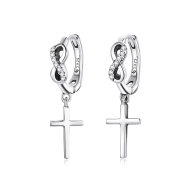 925 Sterling Silver Earrings with Pavé Setting CZ in Oxidized Finish