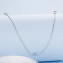 925 Sterling Silver Necklace with White Gold Plating, Length 40+5cm, Chain Thickness 0.08cm, for Women-2