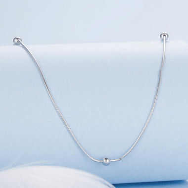 925 Sterling Silver Necklace with White Gold Plating, Length 40+5cm, Chain Thickness 0.08cm, for Women - 0