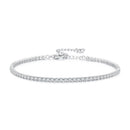 925 Sterling Silver Pavé Setting Bracelet with CZ for Women - Adjustable 18+5cm-1