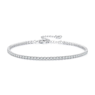 925 Sterling Silver Pavé Setting Bracelet with CZ for Women - Adjustable 18+5cm