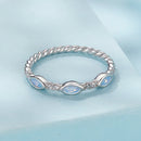 925 Sterling Silver Synthetic Opal White Gold Plated Ring Size 6 for Women-2
