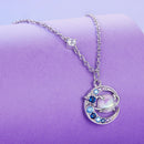 925 Sterling Silver Necklace with Pavé CZ & Transparent Glass Pendant for Women-5