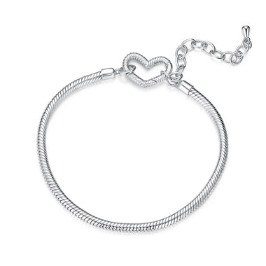 925 Sterling Silver Plated White Gold Bracelet - Adjustable 17+5cm