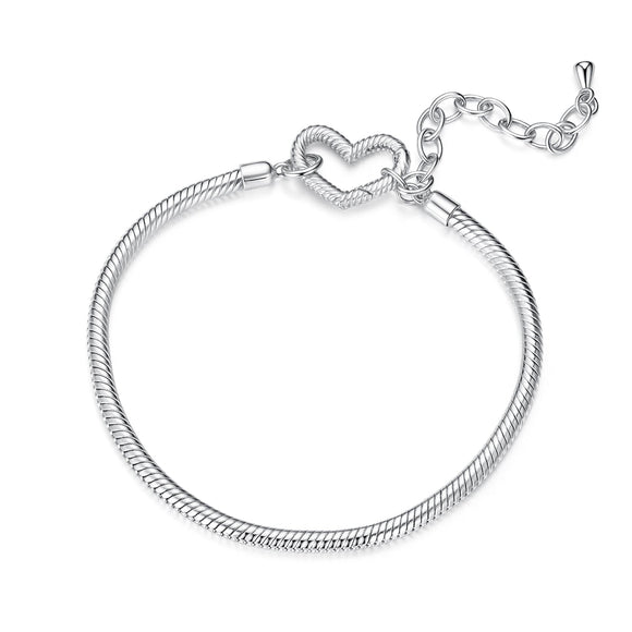 925 Sterling Silver Plated White Gold Bracelet - Adjustable 17+5cm