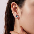 925 Sterling Silver & Brass Transparent Glass CZ Earrings 1.3*1.2cm for Women-7