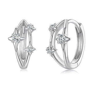 925 Sterling Silver Earrings with Pavé Setting CZ in White Gold for Women
