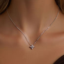 925 Sterling Silver & White Gold Plated Moissanite Necklace 40+5cm for Women-5