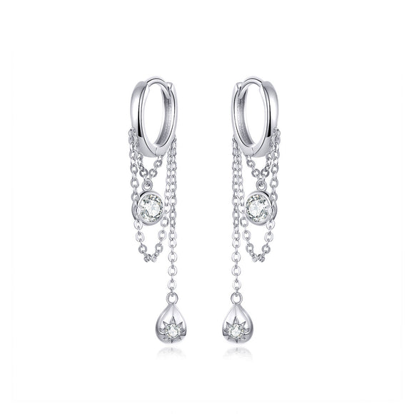 925 Platinum Plated Pavé Setting CZ Earrings