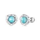 925 Sterling Silver Amazonite Earrings 0.55cm Plated White Gold for Women-2