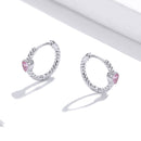925 Sterling Silver CZ Earrings with Pavé Setting 1.3cm for Women-4