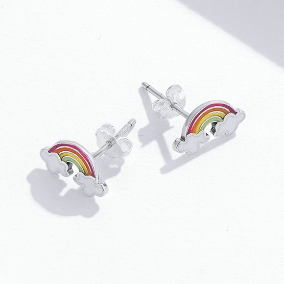 925 Sterling Silver Earrings with Enamel Process in Oxidized Silver for Women