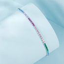 925 Sterling Silver Pave Setting White Gold Bracelet 160+60mm for Women-3