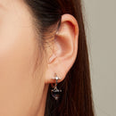 925 Sterling Silver Earrings with Pavé Setting CZ - Oxidized Silver - 2.3cm x 0.9cm - For Women-6