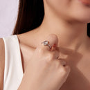 925 Sterling Silver Ring with Transparent Glass and CZ, 0.15cm Width, for Women-5