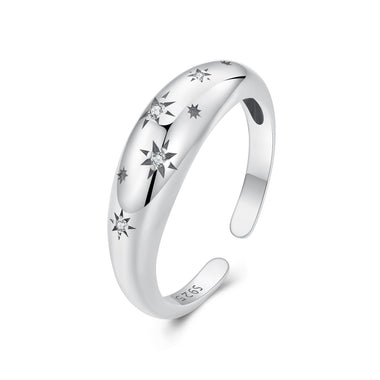 925 Sterling Silver Ring with Pavé Setting CZ, Width 2.2-5.8mm, Oxidized Silver, Women's Ring - 0
