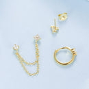 925 Sterling Silver Mini Stud Earrings with Gold Plating and CZ-7
