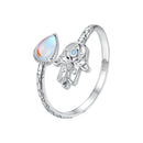 925 Sterling Silver Opal Nanometer Stone Platinum Plated Ring-2