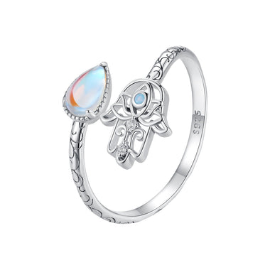 925 Sterling Silver Opal Nanometer Stone Platinum Plated Ring - 0