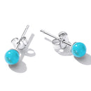 925 Sterling Silver Turquoise Earrings 0.4cm for Women-5