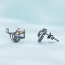 925 Sterling Silver Black Gold Plated Enamel CZ Earrings Size 10*14mm for Women-3