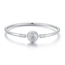 925 Sterling Silver Pavé Setting CZ Bracelet with White Gold Plating for Women - Size 17.0-2