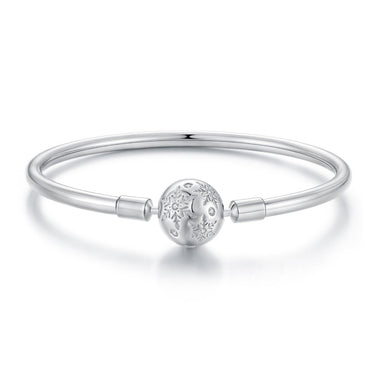 925 Sterling Silver Pavé Setting CZ Bracelet with White Gold Plating for Women - Size 17.0 - 0