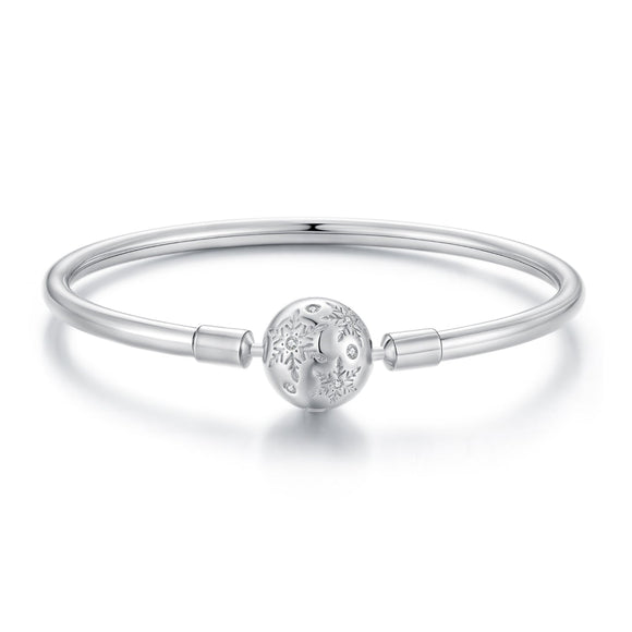 925 Sterling Silver Pavé Setting CZ Bracelet with White Gold Plating for Women - Size 17.0