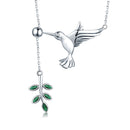 925 Sterling Silver Necklace with Bird and Leaves Design for Women-1