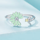 925 Sterling Silver Enamel CZ Plated Platinum Ring-4