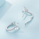 S925 Sterling Silver Small Platinum Plated Earrings with Pavé Setting CZ-3