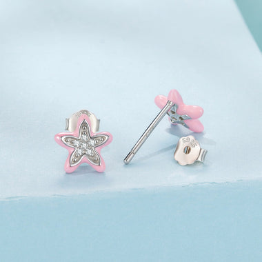 925 Sterling Silver Enamel CZ Earrings for Women - 0