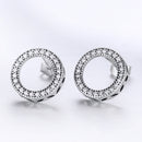 925 Sterling Silver Oxidized Pavé Setting CZ Earrings 1.1cm for Women-2