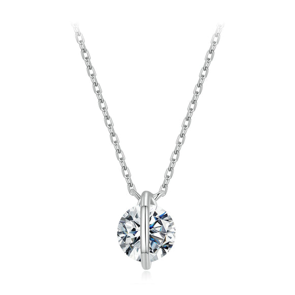 925 Sterling Silver 0.65 Carat Genuine Moissanite Necklace for Women