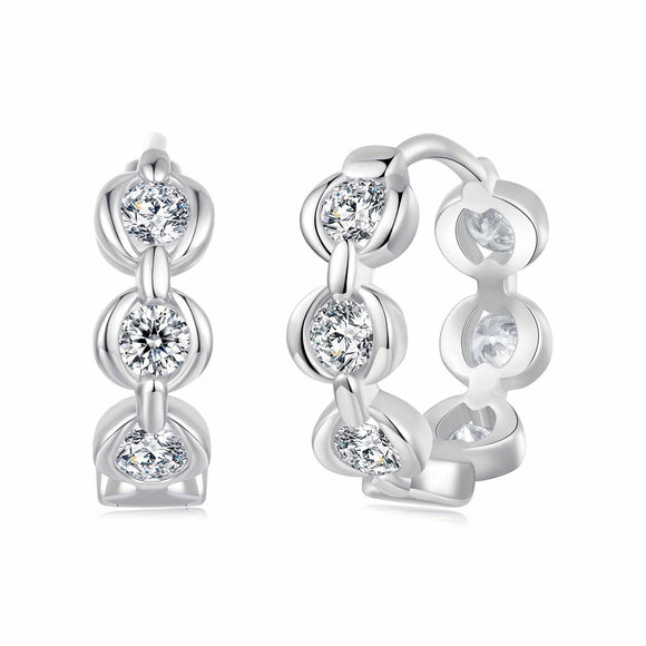 925 Sterling Silver 0.25 Carat Moissanite Hoop Earrings for Women