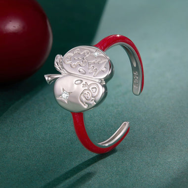 925 Sterling Silver Enamel Pavé CZ Ring for Women Size 1.3 cm - 0