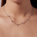 925 Sterling Silver 0.10ct Moissanite Necklace in White Gold, 40+5cm Chain for Women-6