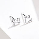 925 Sterling Silver Earrings for Women, 0.5-0.6cm, Bone and Dog Design, Platinum Plated-2