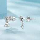 925 Sterling Silver Earrings with Pavé Setting CZ in Oxidized Silver-3