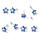 925 Sterling Silver Enamel CZ Stud Earrings in Platinum Plating-3