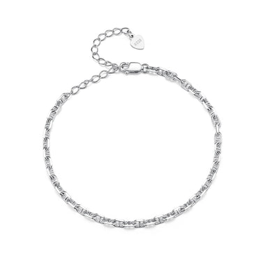 925 Sterling Silver Platinum Plated Bracelet 160+50mm for Women - 0