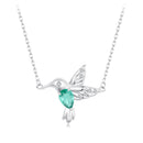 925 Sterling Silver Necklace with Transparent Glass and CZ in White Gold Plating for Women-2