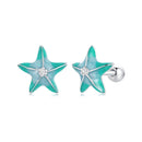 925 Sterling Silver Enamel White Gold Plated Earrings-2
