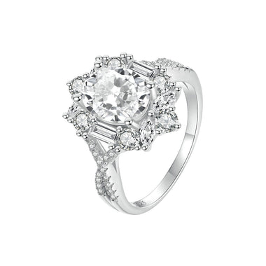 925 Sterling Silver 2 Carat Moissanite Ring in White Gold Plating - Size 8 for Women